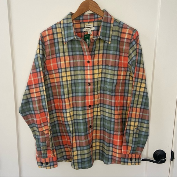 L.L.Bean Scotch Plaid Flannel Shirt Washed Buchanan Relaxed Fit Large NWT - Picture 3 of 7
